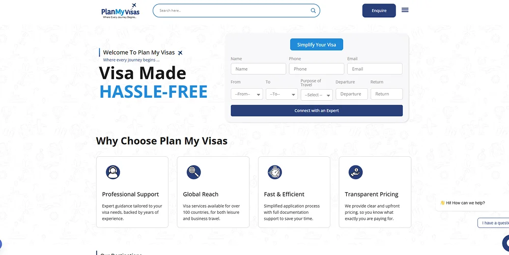Plan My Visa Webpage